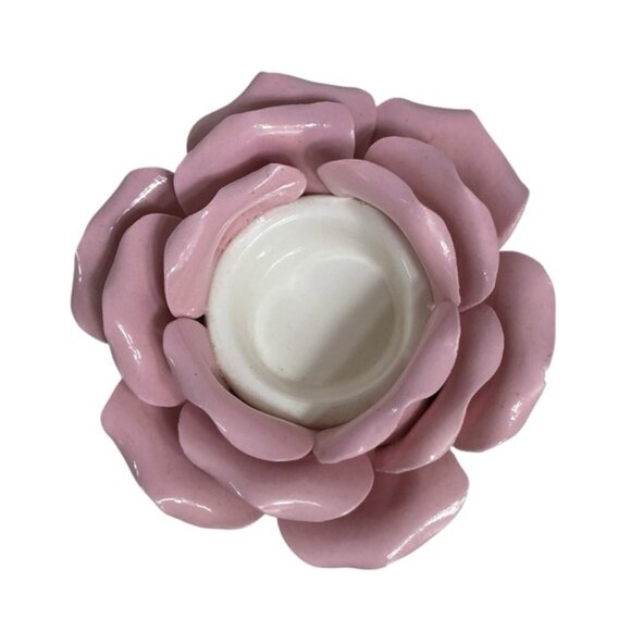 Artisan Ceramic Floral Candle Holders Green Pink Vintage Set of 2 NWOT - Picture 3 of 15